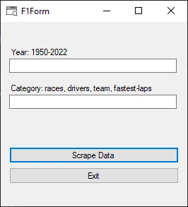 Web Scraper F1 Form